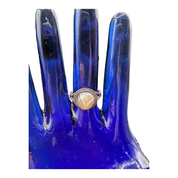 Vintage Silver Ring With Unique Stone Size 6.5 Boho Chic Style Statement - Picture 1 of 8